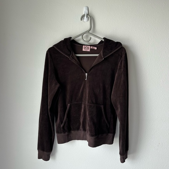 Juicy Couture// Y2K Velour Brown zip up Hoodie Size XL - Picture 1 of 13